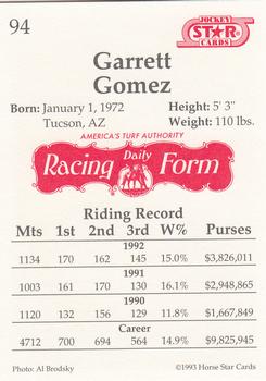 1993 Jockey Star #94 Garrett Gomez Back